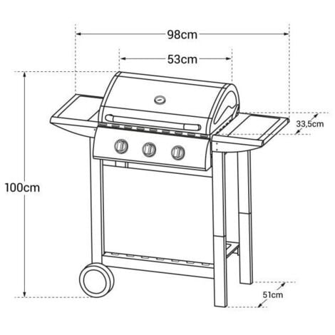 HAPPY GARDEN - Barbecue au gaz HAWAÏ - 3 brûleurs 8,4kW