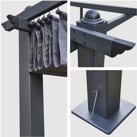 Pergola autoportante 3 × 4m CASSIS grise - structure aluminium