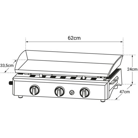 HAPPY GARDEN - Plancha au gaz SÉVILLE - 3 brûleurs 7,5kW