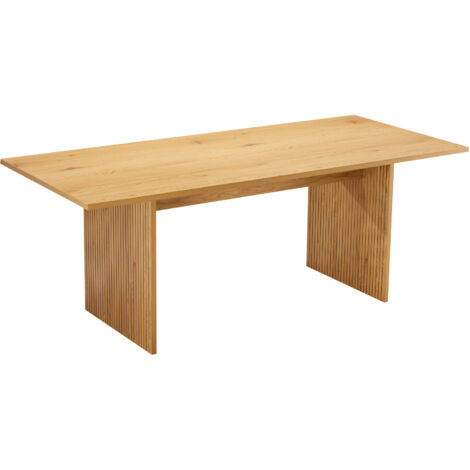 Happy Garden – Table de salle à manger rectangulaire 180cm – 6 places – Structure en aggloméré et mélaminé – Finition bois naturel – À monter soi-même (1/5)