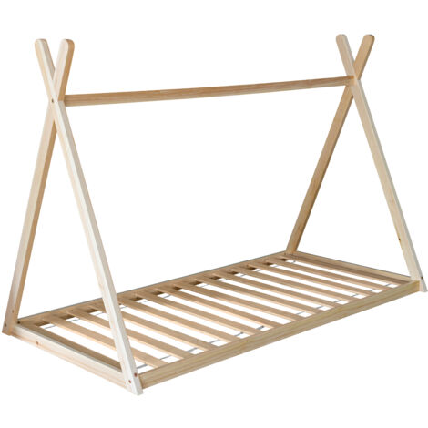 Happy Garden – Lit tipi enfant 190x90cm en bois de pin – Design ludique pour chambre – Sommier à lattes inclus – Poids max. 160kg (1/5)