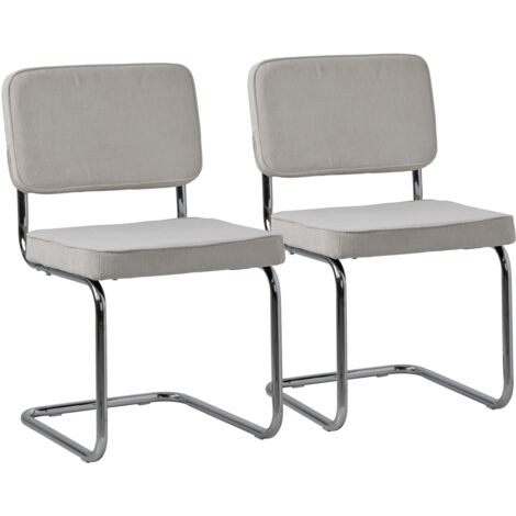 Happy Garden – Lot de 2 chaises cantilever en velours côtelé beige – Structure en acier – Confort optimal – Design vintage pour intérieur (1/5)