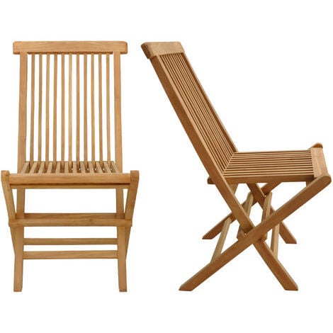 Lot de 8 chaises de jardin en teck LOMBOK