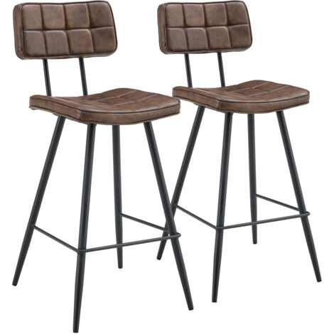 HAPPY GARDEN - Lot de 2 tabourets de bar en simili marron FERNAND (1/5)