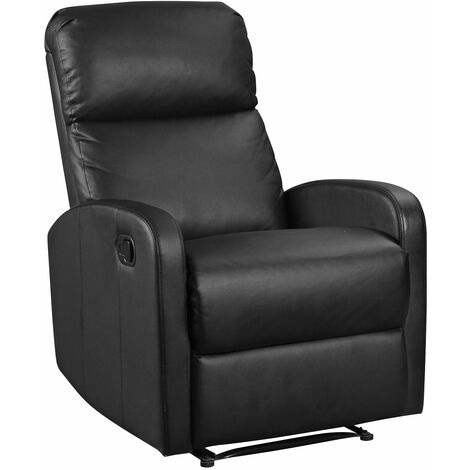 Happy Garden – Fauteuil inclinable MAX noir – Dossier et repose-pieds inclinables – Rembourrage mousse épais – Hauteur d'assise 48cm