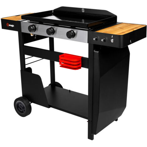 Plancha à gaz 3 brûleurs 6,45kW – Cuisson rapide et homogène – Surface antiadhésive – Matériaux de qualité pour résistance optimale – Somagic