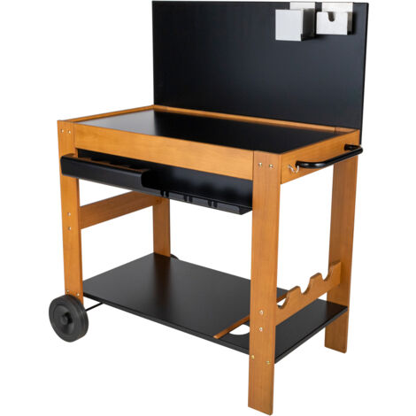 Desserte Halong chariot à plancha – Compartiments de rangement – Design fonctionnel pour cuisine extérieure – Stabilité optimale – Somagic