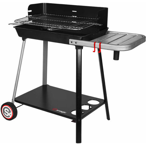 Homemaison – Barbecue charbon Vulcano 2300 – Cuve en fonte 62x41,5 cm – Chariot avec tablette latérale – Allumage rapide Turbomagic