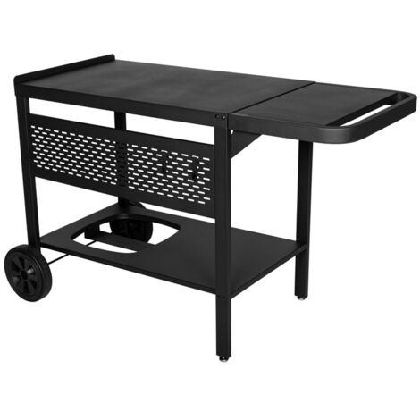 Somagic – Desserte métal Kelia – Chariot à plancha 90x48.5 cm – Tablette latérale pliable 44x26 cm – Idéal pour rangement plancha