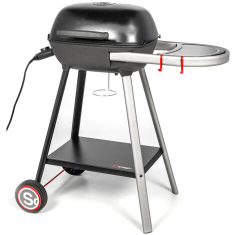 Barbecue électrique 2000-2200W sur chariot – Surface de cuisson 43,5 x 33 cm – Résistance rapide pour cuisson uniforme – Somagic
