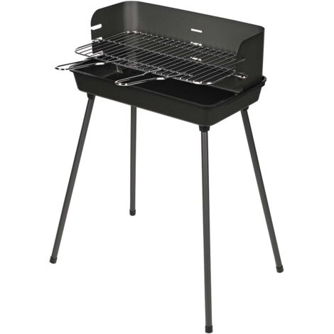 Barbecue charbon 6/8 personnes – Cuve en fonte – Grille réglable – Parevent acier laqué – Dimensions 62,5x41x80 cm – Fabrication française – Somagic