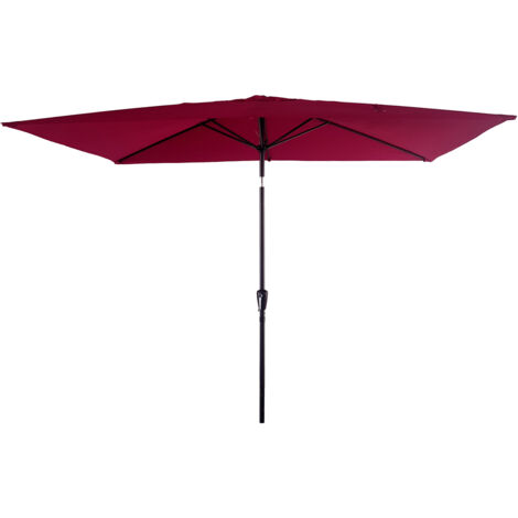 Happy Garden – Parasol droit rectangulaire 2x3m fuchsia – Mât en aluminium Ø38mm – Toile en polyester 160g/m² – Système d'ouverture manivelle