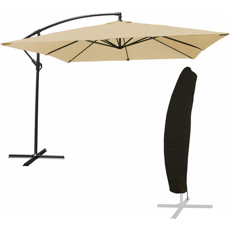 HAPPY GARDEN - Parasol déporté MOLOKAI carré 2,7x2,7m beige + housse