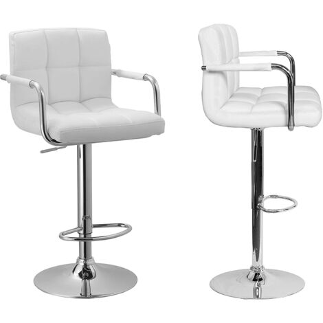 Lot de 2 tabourets de bar blanc avec accoudoirs MIKE