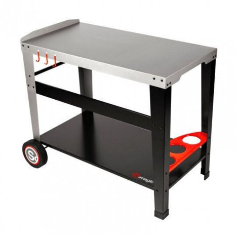 Homemaison – Chariot à plancha en acier laqué 90 x 47 cm – 2 roues – Poids 13,7 kg – Compatible avec plancha – Accessoires inclus