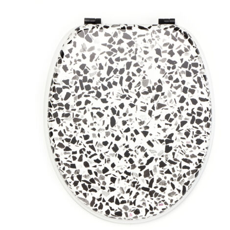 Abattant wc granito mdf blanc/noir charnières métal noir (1/5)