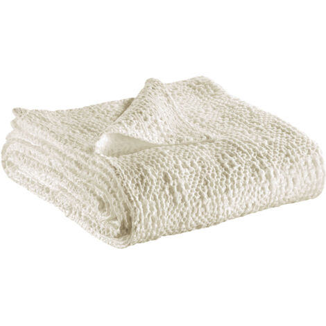 VIVARAISE - Jeté de lit Tana en coton 100% - Beige craie - 240 x 260 cm