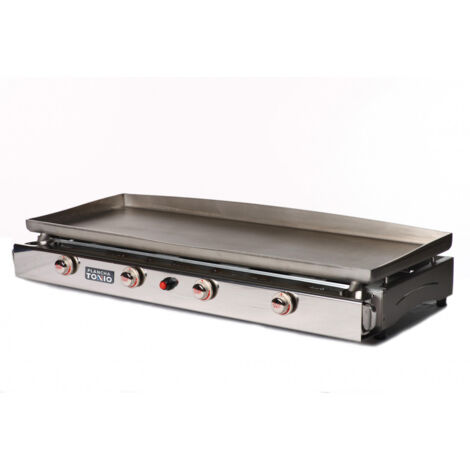 Plancha à gaz 4 feux inox 110x53cm – Puissance 10 400W – Montée en température rapide – Pour 30 à 100 convives – Plancha Tonio