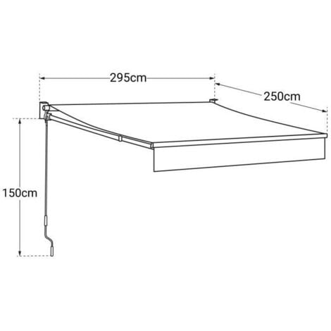 HAPPY GARDEN - Store banne SAULE 2,95 × 2,5m - Toile grise et structure grise