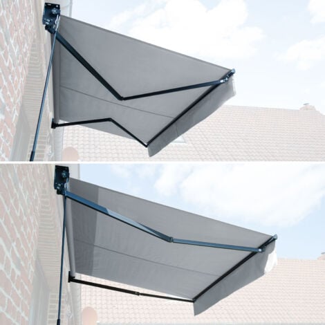 Store banne SAULE 3,5 × 3m - Toile grise et structure grise