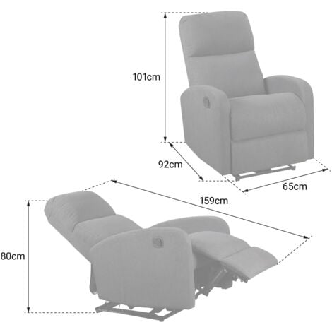 HAPPY GARDEN - Fauteuil électrique inclinable RELAX gris