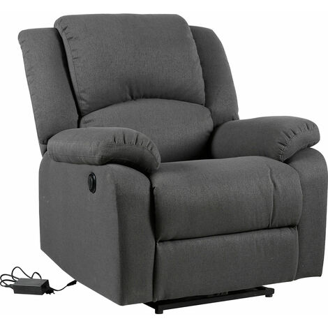 Happy Garden – Fauteuil électrique inclinable CLOUD – Revêtement polyester gris anthracite – Inclinaison motorisée jusqu'à 135° – Confort optimal avec accoudoirs moelleux