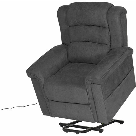 Happy Garden – Fauteuil électrique inclinable BERNIE – Revêtement polyester gris – Hauteur d'assise 54 cm – Inclinaison motorisée – Télécommande incluse