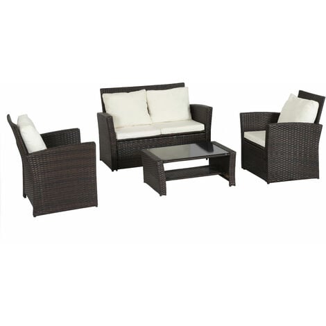 Costway fauteuil de jardin double place avec coussins en résine tressée,  meuble salon de jardin en rotin imité,chaise de 2 personnes d'extérieur  pour jardin patio terrasse,bord de mer,109x66x84cm - Conforama