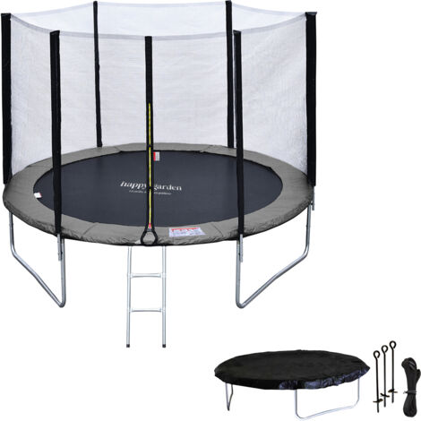 Pack Premium Trampoline 305cm réversible rose / gris ADELAÏDE + filet, échelle, bâche et kit d'ancrage