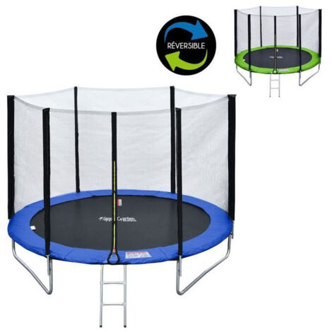 Pack Premium Trampoline 180cm réversible vert / bleu CAIRNS + filet, échelle, bâche et kit d'ancrage