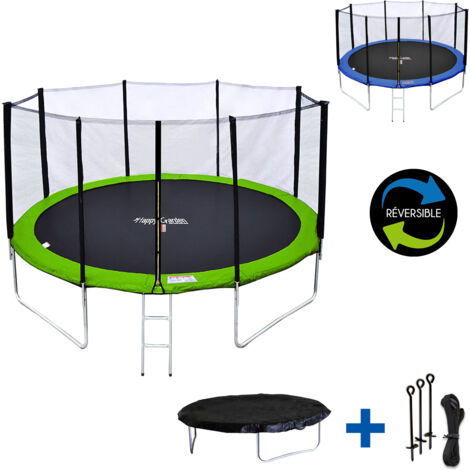 Trampoline Jardin Rond 370cm Happy Garden - Avec Filet, échelle, Bâche Et Kit D'ancrage - Sécurité EN71-14 - 9