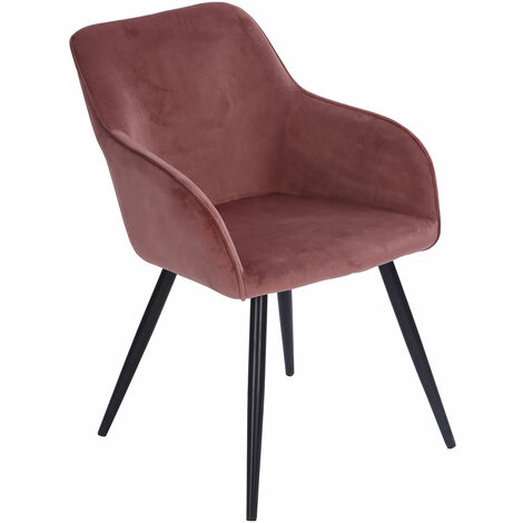 Happy Garden – Chaise vintage GISELE en velours rose – Pieds en métal noir – Hauteur d'assise 47cm – Confort rembourré mousse (1/5)