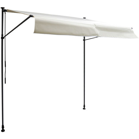 Happy Garden – Store banne balcon 2 × 1,2m – Toile polyester beige déperlant – Structure aluminium grise – Inclinaison 0 à 90° – Protection UV30+ (1/5)