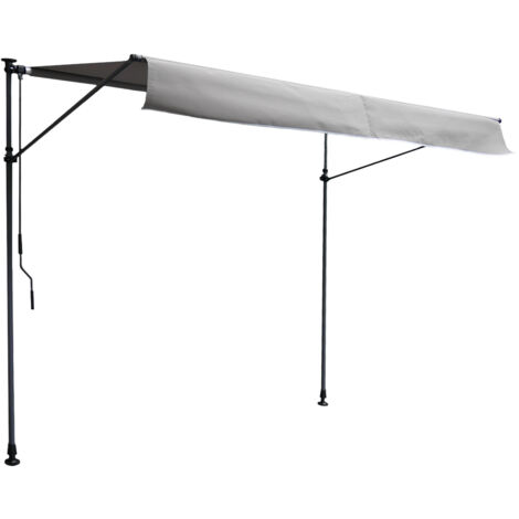 HAPPY GARDEN - Store banne pour balcon CHENE 3 × 1,2m - Toile grise et structure grise (1/5)