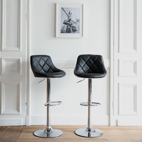 HAPPY GARDEN - Lot de 2 tabourets de bar noir JASPER