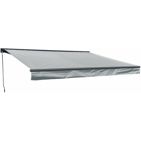HAPPY GARDEN - Store banne SAULE 3,95 × 3m avec semi-coffre - Toile grise et structure grise