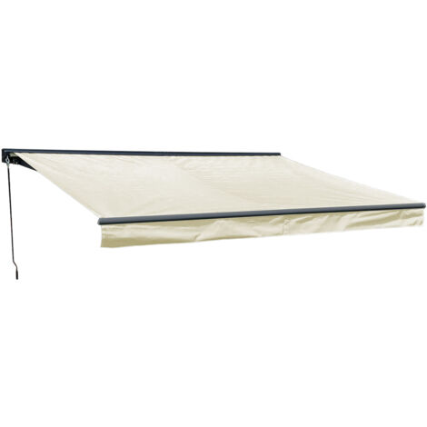 Happy Garden – Store banne 3,95 × 3m avec semi-coffre – Toile beige 280 g/m² – Structure en aluminium et acier – Protection UV50+ (1/4)