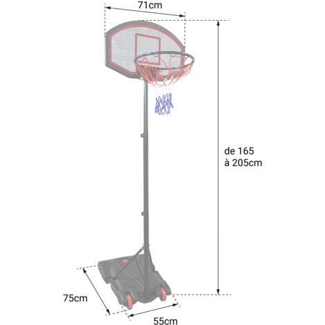HAPPY GARDEN - Panier de basket-ball ajustable 165 à 205cm