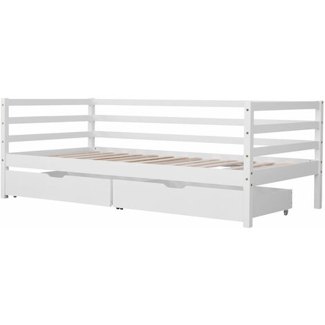 Happy Garden – Lit banquette enfant 190x90cm avec 2 tiroirs – Structure en pin – Hauteur sous sommier 23cm – Matelas non inclus (1/5)