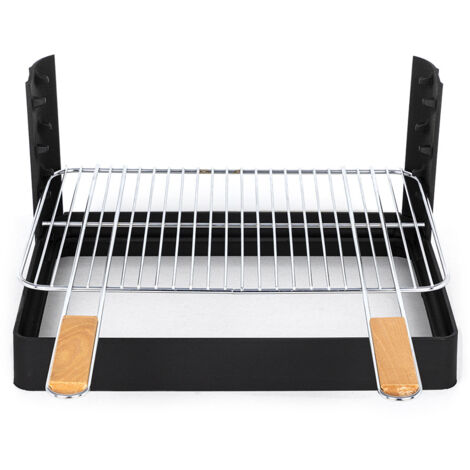 Grilloir encastrable en fonte 45,5 x 34 cm – Barbecue charbon pour 6 à 8 convives – Hauteur de grille réglable – Cuisson maîtrisée – Somagic
