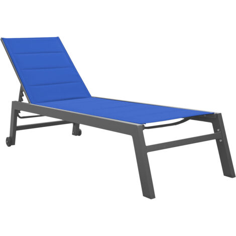 HAPPY GARDEN - Bain de soleil BARBADOS en textilène bleu foncé - aluminium anthracite (1/5)