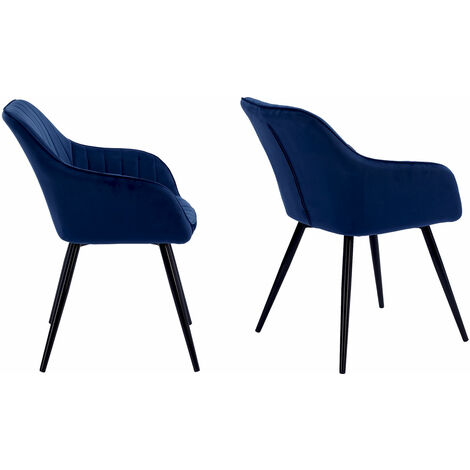 Chaise en velours BERTILLE bleue