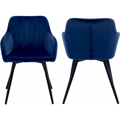 Chaise en velours BERTILLE bleue