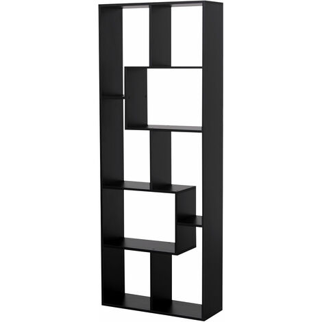 Happy Garden – Bibliothèque 8 étagères multiformes noire – Dimensions L 67 × l 25 × H 175,3 cm – MDF pour robustesse – Montage facile inclus (1/5)