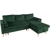 HAPPY GARDEN - Canapé d'angle convertible JAMES 3 places en velours vert