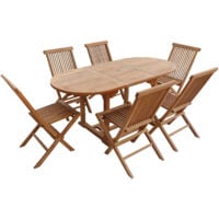 Salon de jardin en teck LOMBOK - table ovale extensible - 6 places