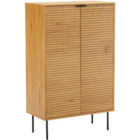 Happy Garden – Vaisselier en bois 2 portes 80cm – Structure aggloméré – Pieds en acier noir – 4 étagères internes – Pour rangement salle à manger