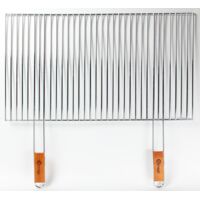 Somagic – Grille découpable 70 x 40 cm en acier chromé – Manche en bambou pour prise en main confortable – Adaptable pour barbecue et plancha