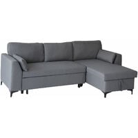 HAPPY GARDEN - Canapé d'angle convertible LOGAN 3 places gris