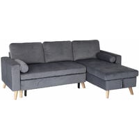 HAPPY GARDEN - Canapé d'angle convertible JAMES 3 places en velours gris